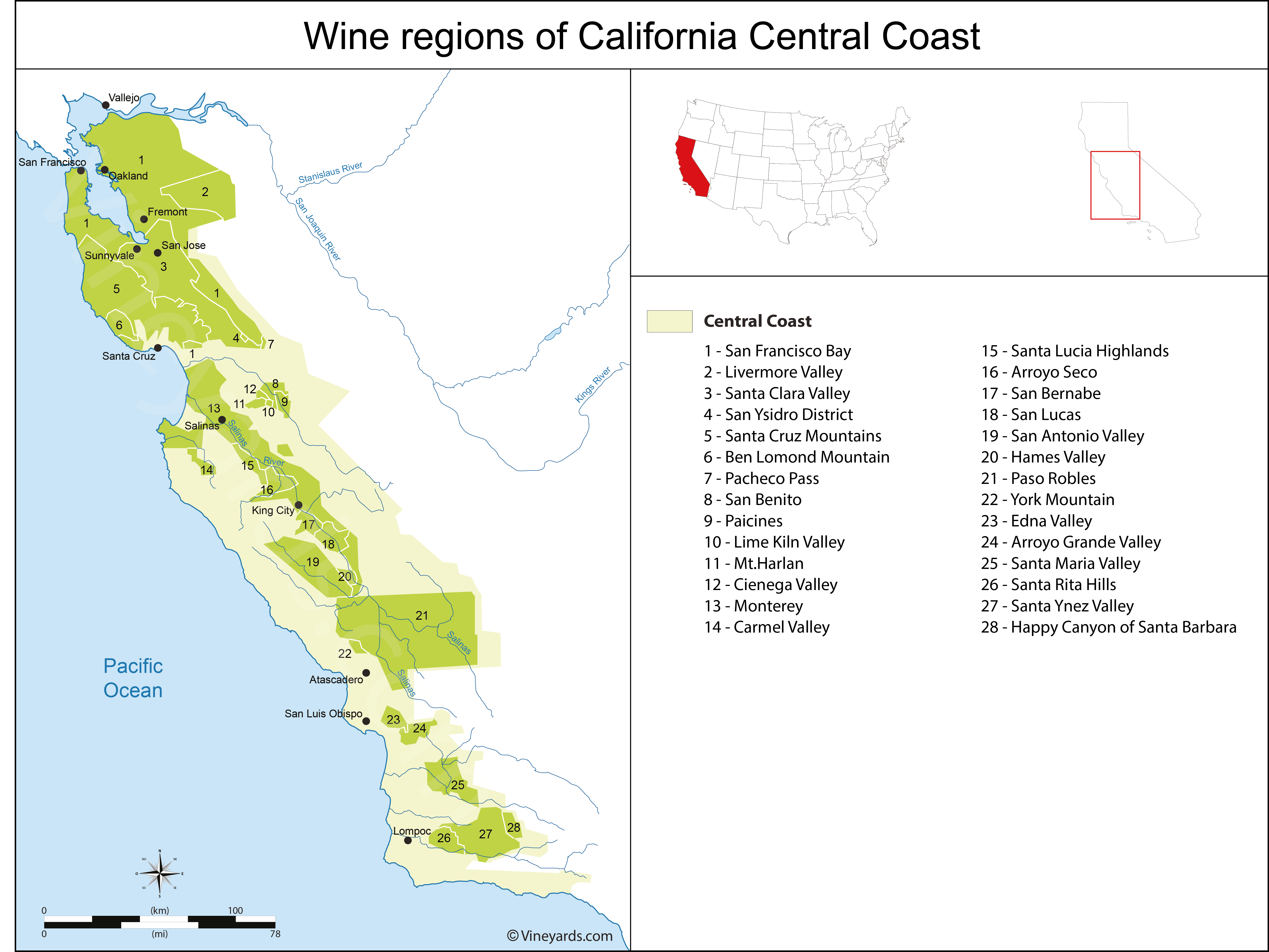 Wine Regions in California Central Coast